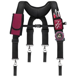 UMYLOV Tool Belt Suspenders with Magnetic Wristband(Red)