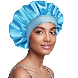 Doitory Satin Silk Bonnet for Sleeping, Soft Satin Lined Hair Bonnet for Women & Men, Double Layer Silk Sleep Night Bonnet for Natural & Curly Hair