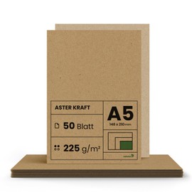 Netuno 50x brown kraft cardboard DIN A5 148x210mm 5.82x8.26″ 225gsm Aster Kraft recyclable natural ecological paper ECO for invitations cards scrapbooking menus gifts sketch printing Christmas DYI