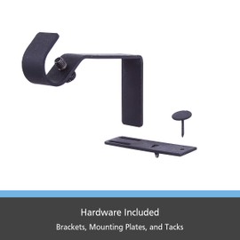 Kenney Kenney Fast Fit 5/8" No Measure Curtain Rod Brackets, Matte Black