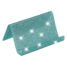 PATIKIL Business Card Holder for Desk, Acrylic Business Card Holders Shine Card Stand Organizer Cards Display for Office Exhibition, Lake Blue