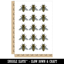 Realistic Fuzzy Honey Bee Temporary Tattoo Water Resistant Fake Body Art Set Collection - 15 2" Tattoos (1 Sheet)