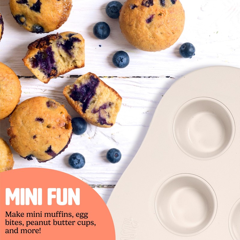 Tasty Clean Ceramic 24-Cup Mini Muffin Pan, Durable Aluminized Steel