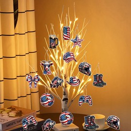 12 Pcs 4th of July Hanging Ornaments - Independence Day Party Supplies - Memorial Day Labor Day Hanging Tags Independence Day Tree Ornaments Pendant