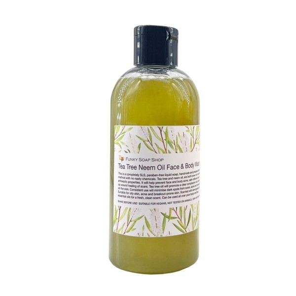 1 Bottle of Tea Tree & Neem Oil Liquid Body & Face Wash Lotion 100% Natural SLS Free 250ml