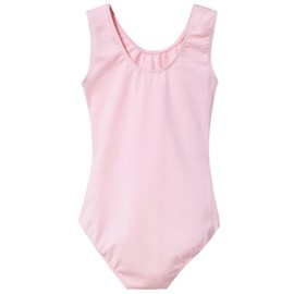 MdnMd Girls Gymnastic Ballet Dance Leotard Tank Mesh Cross Front (Ballet Pink, Age 10-12,10Y, 11Y)