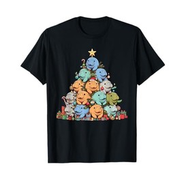 Cute Manatee Christmas Tree Womens Mens Kids Funny T-Shirt