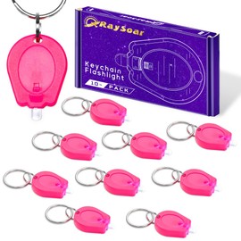 RaySoar 10 Pack Ultra Bright Mini LED Keychain Flashlight, Small Key Ring Flashlight, Portable LED Keychain Light for Outdoor Activities Emergency Light - HotPink Shell