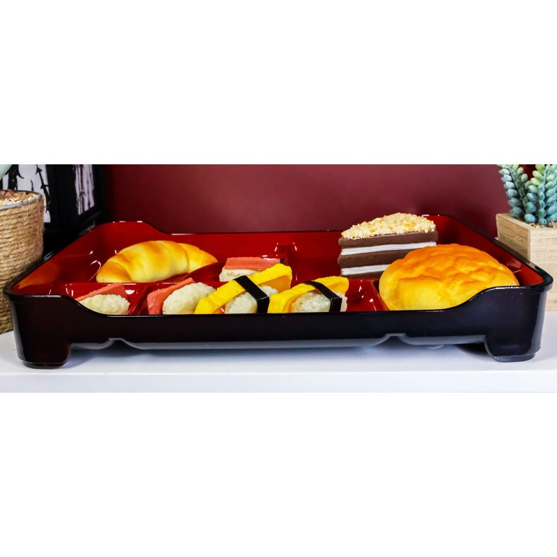 Japanese Large Bento Box With 6 Divider Compartments Lacquered Platter