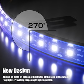 SUNPIE RGB Lights Wheel Lights for Truck 14.5inch Wide Angle Wheel Well Lights for SUV/Cars w/17inch and 18inch Tire Rim w/Sequential LED&Turn Signal and Brake Lights, Universal Kit