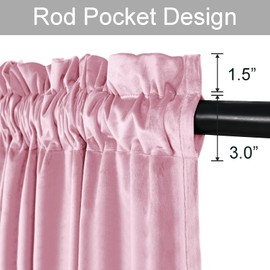 JIUZHEN Pink Velvet Curtains 84 inches for Living Room - Soft Retro Blackout Velvet Drapes Rod Pocket Room Darkening Thermal Insulated for Bedroom/Gallery, 52W x 84L, 2 Panels with Tiebacks