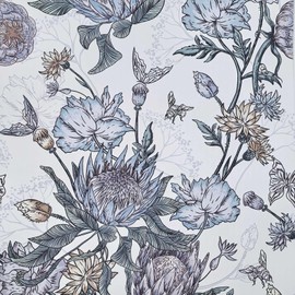Floral Wallpaper Peel and Stick Floral Contact Paper Blue and Purple