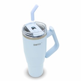 BOTO Tumbler with Handle and Straw | 100% Leak Proof Tumbler, 180° Rotatable Handle, Includes 2 Lids | Water Bottle with Straw, Insulated Tumblers, Stainless Steel