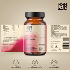 H3R Lab Inner Calm Vegan Ashwagandha Capsules, Adaptogenic Formula with Reishi & Vitamin B6, High Dose for Balance & Stress Relief (60 Capsules)