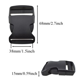 Hao Pro 1.5" Width Quick Side Release Buckles Speedy Pinch Single Loop End Hold Tight Withstand Constant Motion Strong Plastic Clips Snaps 6 PCS for Nylon Webbing Strap Backpack Costume Dog Collars