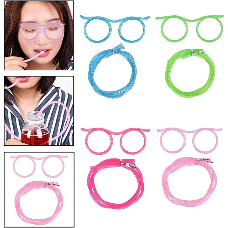 Plastic Straws, Novelty Glasses Straws, Plastic Straws, Party Gadgets, 12