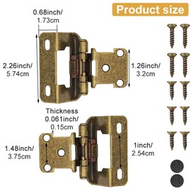 2 PCs Antique Brass Cabinet Hinges for Kitchen Cabinet Door,1/2" Overlay Partial Wrap Self Closing Kitchen Cabinet Hinge(Antique Brass)
