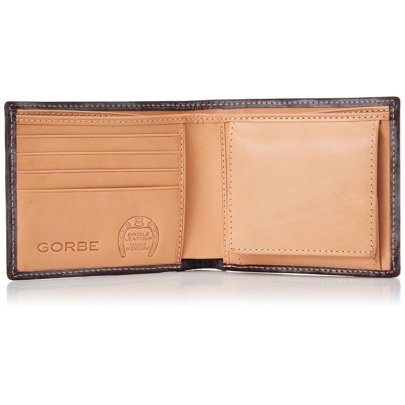 GORBE 91110 Bifold Wallet Bridle Leather Bifold Wallet, red (burgundy)