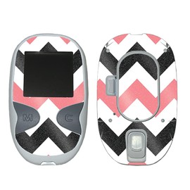 MightySkins Glossy Glitter Skin Compatible with Care Touch Glucose Meter - Black Pink Chevron | Protective, Durable High-Gloss Glitter Finish | Easy to Apply | Made in The USA