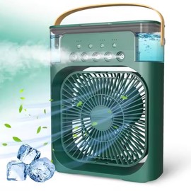 Techtalian Portable Air Conditioners, USB Personal Mini Air Conditioner with 3-Speed, Evaporative Air Cooler with Touch Screen, Portable Ac Unit Fan for Room, Tent, Bedroom, Car, RV, and Camping Green