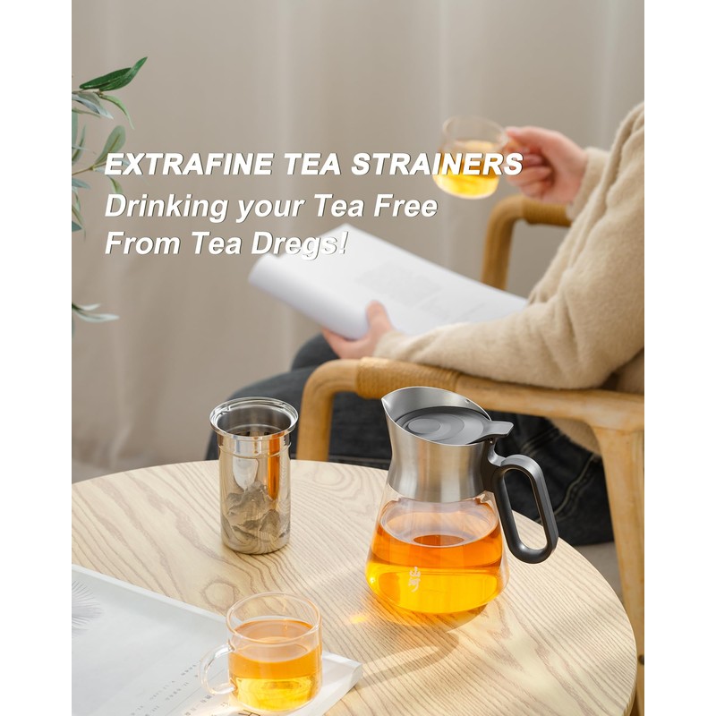 ZENS Design Glass Teapot with Infuser, 23 oz Small Loose
