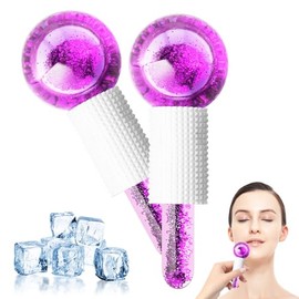 GeeRic 2 Un Rodillo Facial Ice Globes,Masaje de Hielo Bola,Bola de Belleza de Hielo Facial, Masajeadores Faciales Para Piel Fría,Educe la Hinchazón y Las Ojeras, Para Rutina Aprieta La Piel Azul