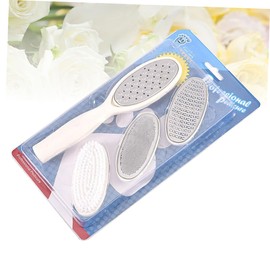 HONMEET 4pcs Foot Care Tool Set Multi-function Foot File Brush for Professional Home Use Comfortable Grip Callus Remover White Pedicure Tools Set