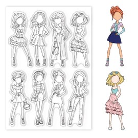 GLOBLELAND Fashion Woman Clear Stamp Skirt Silicone Clear Stamp Lovely Womans Rubber Stamp for Scrapbook Journal Card Making