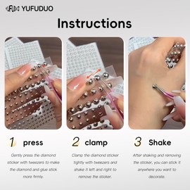YUFUDUO 4 Sheets Fake Lip/Nose/Eyebrow Piercings - Stick-on Silver Face Gems - Cool Punk Y2K Self-Adhesive Jewelry for Women & Men (Silver Plated)