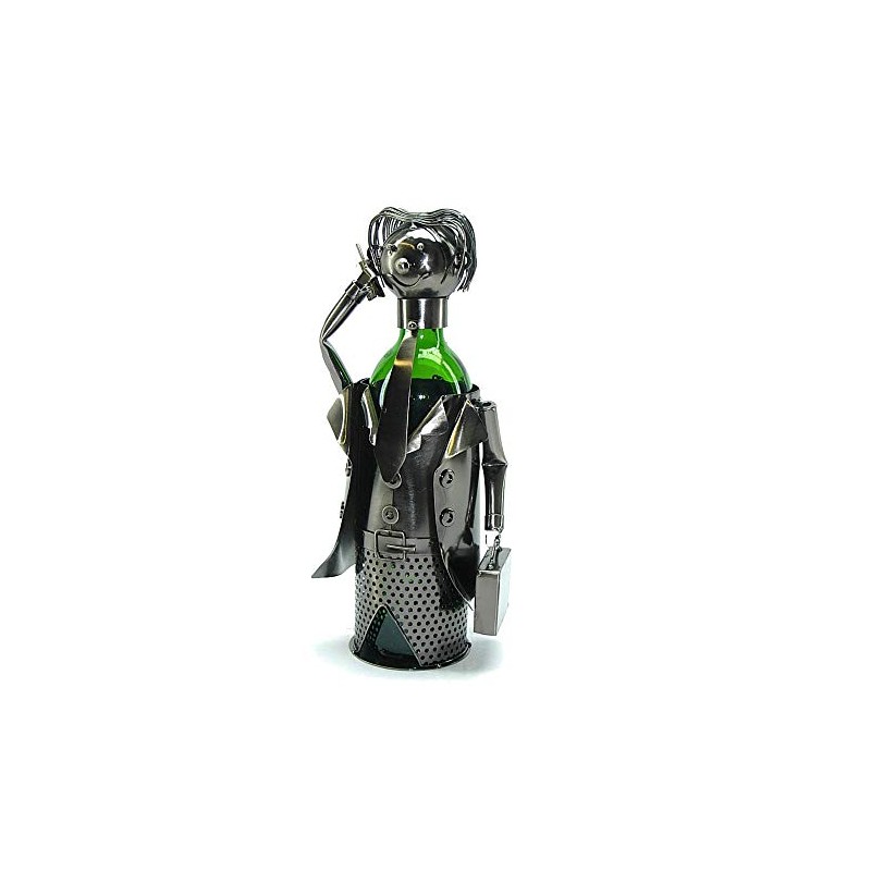 WINE BODIES Business Man Metal Wine Bottle Holder, Charcoal
