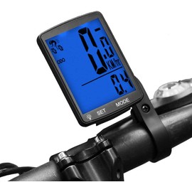 Bicycle Speedometer LCD Display Wireless Bike Computer Odometer Waterproof Bike Pedometer Cycling Speed Meter Automatic Memory Measurable Temperature Stopwatch 3.15X2.1X0.73'' (Blue Light)