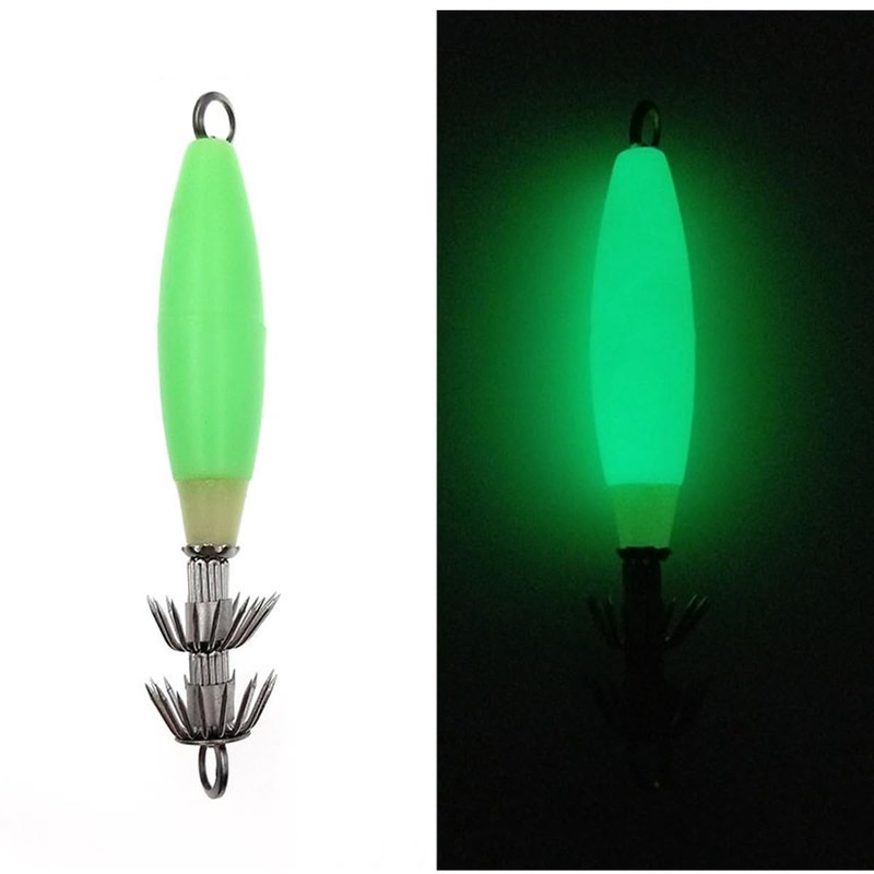 FOLANDO 5pcs Luminous Saltwater Fishing Lures, Squid Octopus Fishing Squid