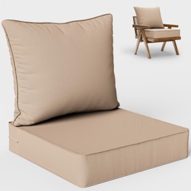 Kimunuk Outdoor Seat Cushion Set 24 L X 24 W X 5 H Inch Waterproof & Fade Resistant Patio Furniture Cushions with Removable Cover with Non-Slip Pads and Straps for Sofa Chairs, Chairs