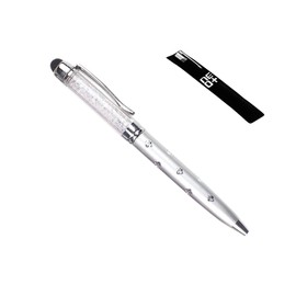 QUALITY 2-in-1 Capacitive Touchscreen Stylus and Ballpoint Pen with Crystals. FREE REFILL - UK SELLER (SILVER)