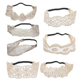 Lace Hair Band, Elegant Vintage Headband, 7 Pieces, Elastic Lace Hair Accessories, Wide Headwrap for Women, Girls, Party, Daily Basis