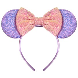 MIYNXID Mouse Ears Headbands, Glitter Bow Princess Ears Super Stretchy Hairband for Women Girls Birthday Party Costume Accessories