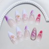3D Flower Press on Nails Long Stiletto Fake Nails with