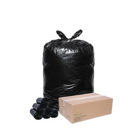 TYPLASTICS Heavy Duty 55-60 Gallon Trash Can Liners, 36" x 60", 1.2Mil, Black Garbage Bags, Multipurpose for Lawn, Leaf, Yard, Office, Outdoor, Gardening, Commercial and Industrial - Boxes of 100