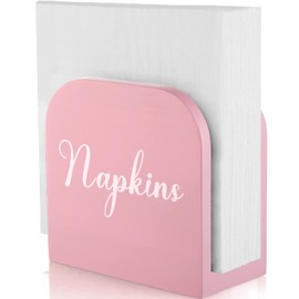 ALELION Pink Napkin Holder for Table - Wooden Napkin Holders for Kitchen - Pink Kitchen Decor and Accessories for Dining Room Table - Wood Napkin Dispenser