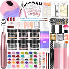 Nail Kit For Beginners With Everything Acrylic Nail Kit With Drill & Lamp Glitter Powder DIY Salon For Women