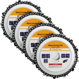 BBTO 4 Pcs 4-1/2 Inch Wood Carving Disc Cut Chain Grinder Disc 7/8" Arbor for 4.5"/115mm Angle Grinder Woodworking Cutter Tool, Circular Saw Blade 13 Teeth