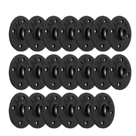 3/4" Black Painted Floor Flange, Home TZH 20 Pack 4 Bolts Iron Pipe Flange with Threaded Hole for Industrial vintage style for DIY Project/Furniture/Shelving Decoration (20, 3/4 Inch Black)