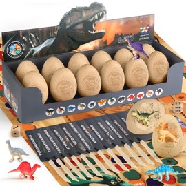 Dinosaur Eggs Dig Kit - Dinosaur Toys for Kids 5-7, Dinosaur Eggs Excavation Kit with 12 Dinosaurs Inside, Fossil Dino Toy, Dinosaur Gifts for Boys Girls 6 and Up Year Old Birthday Easter Gifts | Woumserta