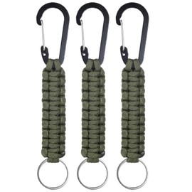 M METERXITY 3-Pack Braided Paracord Keychain with Clips, 6.7 Inch Paracord Lanyard Clips Durable Hanger Hook for Backpacks Water Bottle for Camping/Hiking/Fishing/Traveling [Dark Green]