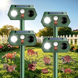 2026 Upgraded Solar Ultrasonic Animal Repellent Outdoor Deer Cat Repellent with Motion Sensor Flash Light,IP65 Waterproof Repeller Keep Rodent Squirrel (4)