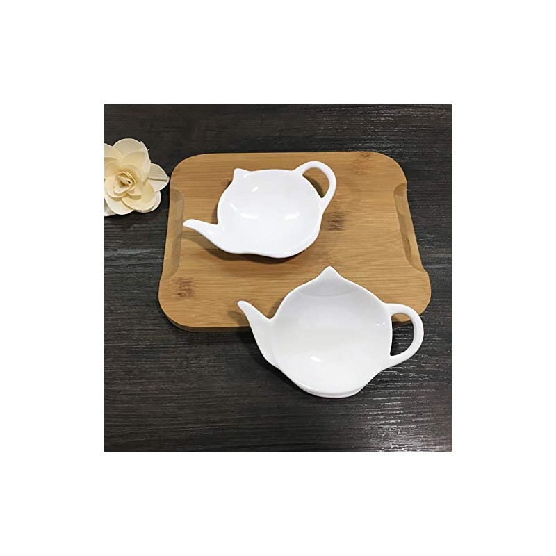Sizikato 4pcs Pure White Ceramic Tea Bag Holder Tea Bag