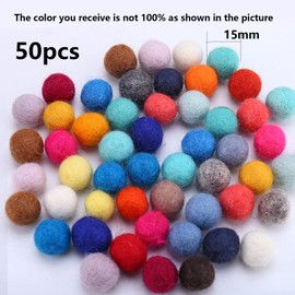 DAHI 50 x Colourful Felt Balls Wool Felt Beads 15 mm Felt Pom Poms for Crafts DIY Creative Crafts