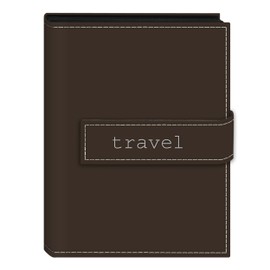 Pioneer Photo Albums 36-Pocket 5 by 7-Inch Embroidered "Travel" Strap Sewn Leatherette Cover Photo Album, Mini, Brown