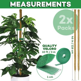2 Pack Moss pole - 46 Inch Moss Pole Indoor - Monstera Plant Support - Plant Stakes for Indoor Plants - Plant Stiks support Tall - Moss Pole for Climbing Plants support - Monstera Pot - Moss Poles