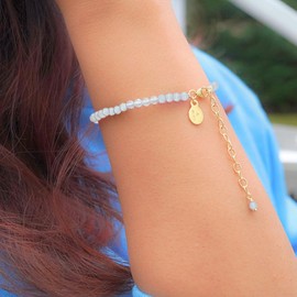 Clear Quartz Bracelet for Women, Certified 925 Sterling Silver with Plated 18K Gold Bracelets for Women - Crystals and Healing Stone Bracelet Women Jewelry for Gift (Faceted)